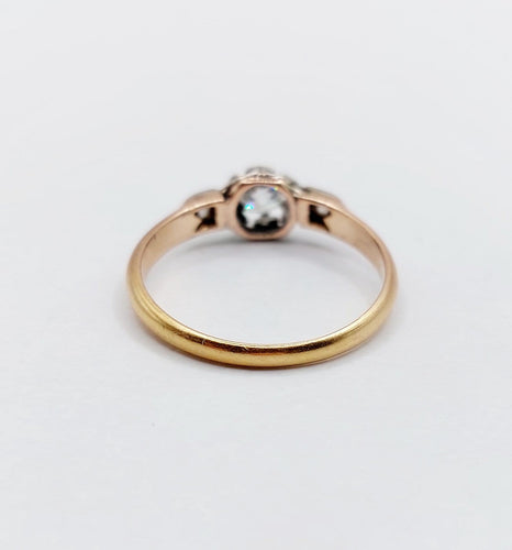 Bague 57 Bague solitaire ancienne en or rose 18k et platine, diamant taille ancienne 0,20 ct 58 Facettes A08135