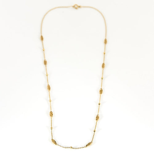 Collier Chaîne ancienne en or jaune 18k à maille filigrane alternée 58 Facettes Chfiligrane/boule