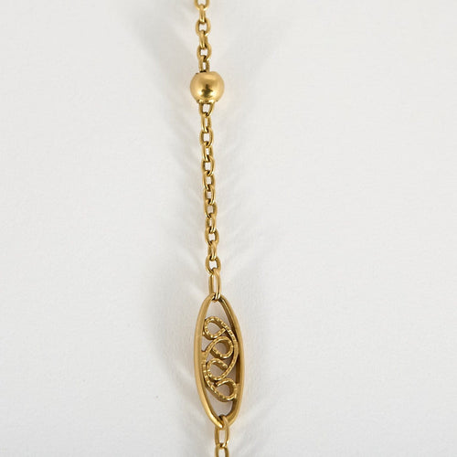 Collier Chaîne ancienne en or jaune 18k à maille filigrane alternée 58 Facettes Chfiligrane/boule
