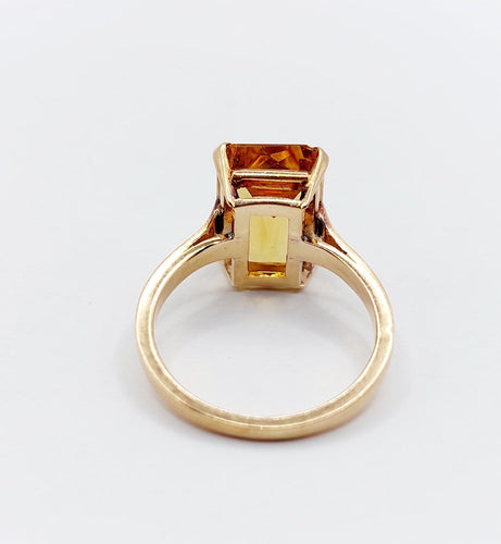 Bague 51 Bague cocktail Art déco en or rose 18k, citrine 4,40 ct (vers 1970) 58 Facettes A08137