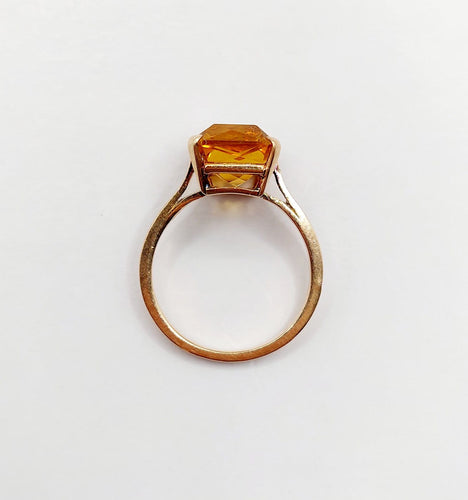 Bague 51 Bague cocktail Art déco en or rose 18k, citrine 4,40 ct (vers 1970) 58 Facettes A08137