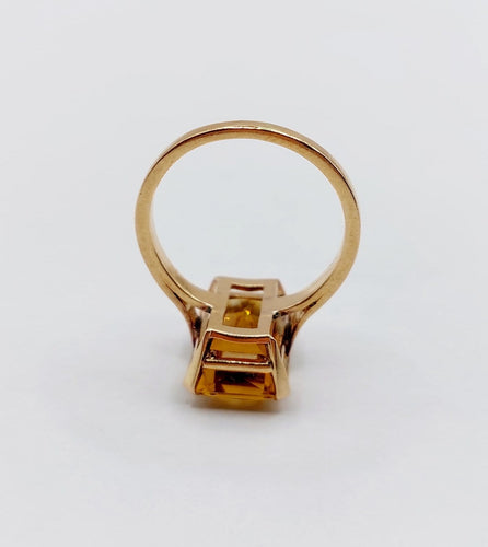 Bague 51 Bague cocktail Art déco en or rose 18k, citrine 4,40 ct (vers 1970) 58 Facettes A08137