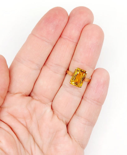 Bague 51 Bague cocktail Art déco en or rose 18k, citrine 4,40 ct (vers 1970) 58 Facettes A08137