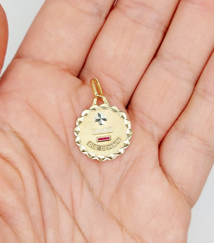 Pendentif Augis - Pendentif médaille d'amour en or rose 18k, rubis, vers 1970 58 Facettes A08140