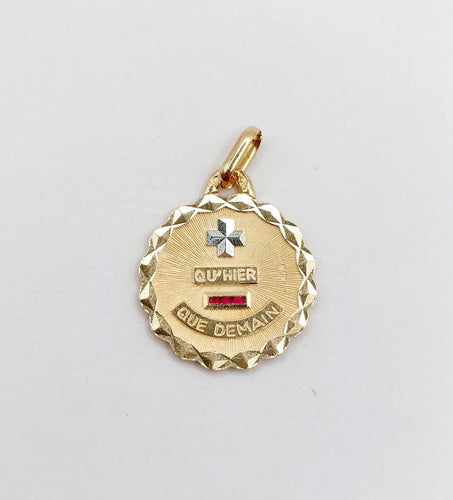 Pendentif Augis - Pendentif médaille d'amour en or rose 18k, rubis, vers 1970 58 Facettes A08140