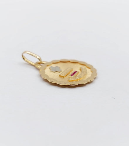 Pendentif Augis - Pendentif médaille d'amour en or rose 18k, rubis, vers 1970 58 Facettes A08140