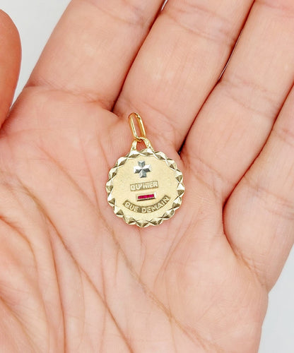 Pendentif Augis - Pendentif médaille d'amour en or rose 18k, rubis, vers 1970 58 Facettes A08140