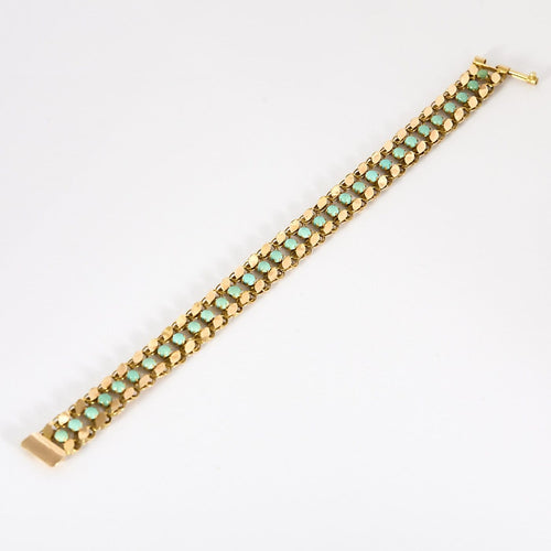 Bracelet Bracelet ancien en or rose 14k et turquoise 58 Facettes Br14kturquoise