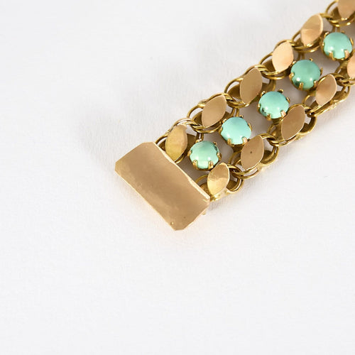 Bracelet Bracelet ancien en or rose 14k et turquoise 58 Facettes Br14kturquoise
