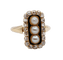 Bague 46.5 Bague marquise victorienne en or rose 18k, perles, diamants et émail 58 Facettes A08141