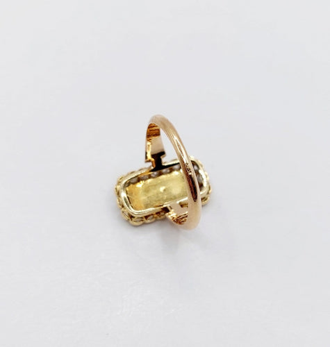 Bague 46.5 Bague marquise victorienne en or rose 18k, perles, diamants et émail 58 Facettes A08141