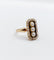 Bague 46.5 Bague marquise victorienne en or rose 18k, perles, diamants et émail 58 Facettes A08141