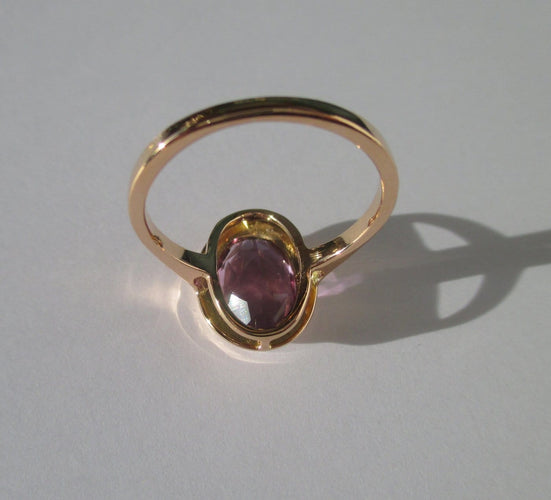 Bague 54 Bague cocktail en or rose 18 carats avec améthyste naturelle ovale 58 Facettes Bague
