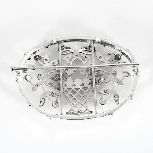 Broche Broche « Panier fleuri » du XIXe siècle en or et argent, diamants et perles 58 Facettes Brochepanierfleuri