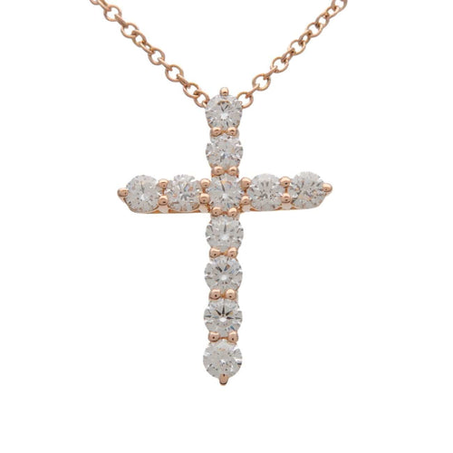 Collier Tiffany & Co. - Pendentif croix en or rose 18k avec diamants 58 Facettes e8m7c8ppg2