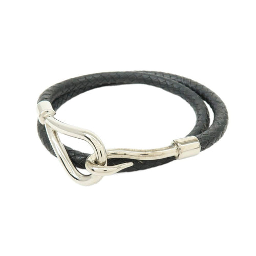 Bracelet Hermès - Bracelet Jumbo Hook Double Tour en cuir et métal 58 Facettes t4n8sq4bp1