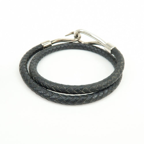 Bracelet Hermès - Bracelet Jumbo Hook Double Tour en cuir et métal 58 Facettes t4n8sq4bp1