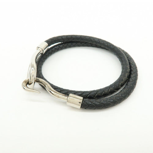 Bracelet Hermès - Bracelet Jumbo Hook Double Tour en cuir et métal 58 Facettes t4n8sq4bp1