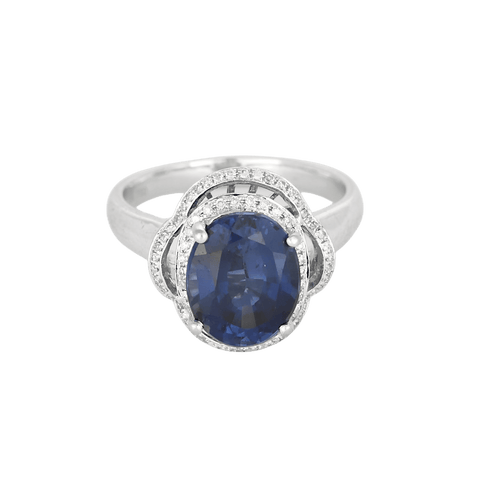 Bague 54.5 Bague en or blanc 18k, saphir synthétique et diamants 58 Facettes BGshsyntdtsG