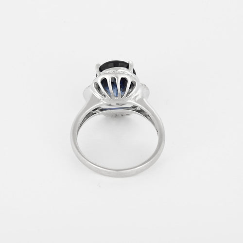 Bague 54.5 Bague en or blanc 18k, saphir synthétique et diamants 58 Facettes BGshsyntdtsG