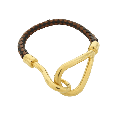 Bracelet Hermès - Bracelet Jumbo Hook en cuir tressé et métal 58 Facettes e24u36e4eb