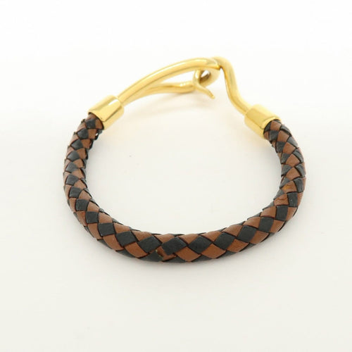 Bracelet Hermès - Bracelet Jumbo Hook en cuir tressé et métal 58 Facettes e24u36e4eb
