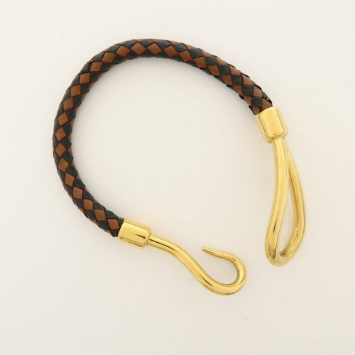 Bracelet Hermès - Bracelet Jumbo Hook en cuir tressé et métal 58 Facettes e24u36e4eb