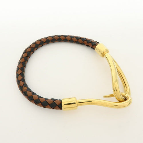 Bracelet Hermès - Bracelet Jumbo Hook en cuir tressé et métal 58 Facettes e24u36e4eb
