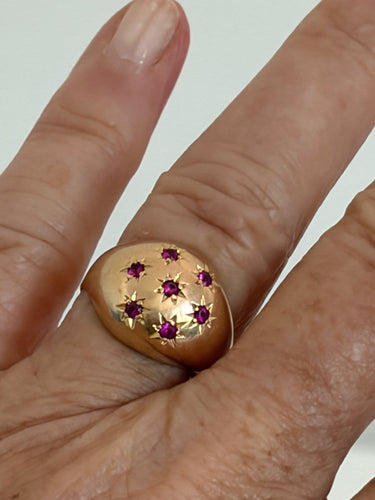 Bague 49 Bague boule en or jaune 18k et rubis 58 Facettes LOT 7920