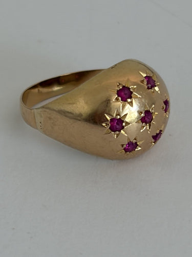 Bague 49 Bague boule en or jaune 18k et rubis 58 Facettes LOT 7920