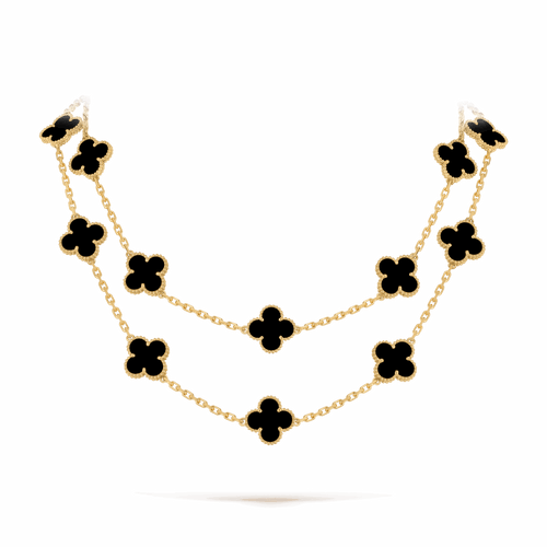Collier Van Cleef & Arpels Alhambra - Sautoir 20 motifs en or jaune 18 K et onyx 58 Facettes 2.19219