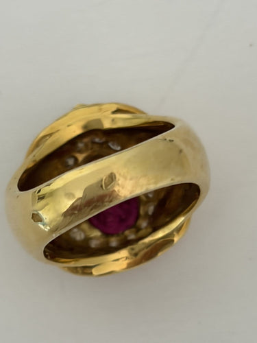 Bague 51 Bague en or jaune 18k, tourmaline rose taille poire et diamants 58 Facettes LOT 7912