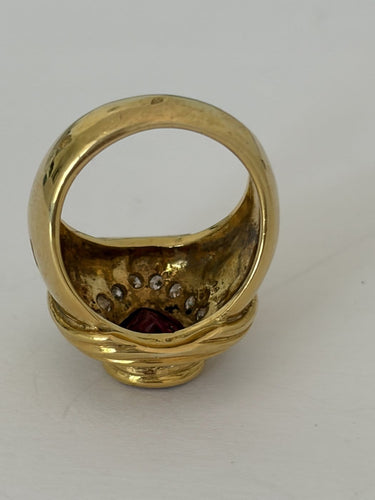 Bague 51 Bague en or jaune 18k, tourmaline rose taille poire et diamants 58 Facettes LOT 7912