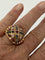 Bague 52 Bague dôme en or jaune 18k, rubis, saphirs, émeraudes et diamants 58 Facettes LOT 7906