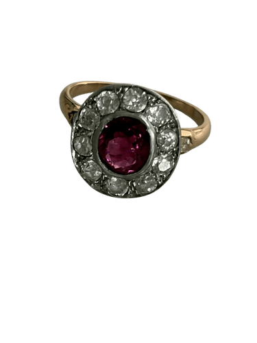 Bague 49 Bague en or rose 18k et platine, tourmaline et diamants 58 Facettes LOT 7894