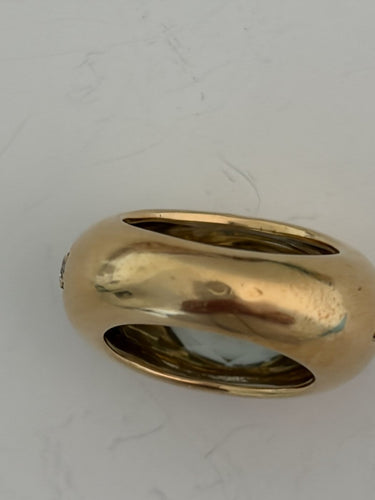 Bague 49 Bague jonc en or jaune 18k, aigue-marine, saphirs et diamants 58 Facettes LOT 7891