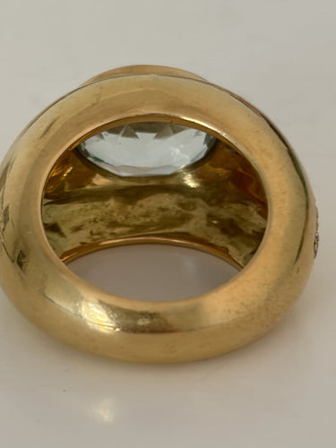 Bague 49 Bague jonc en or jaune 18k, aigue-marine, saphirs et diamants 58 Facettes LOT 7891
