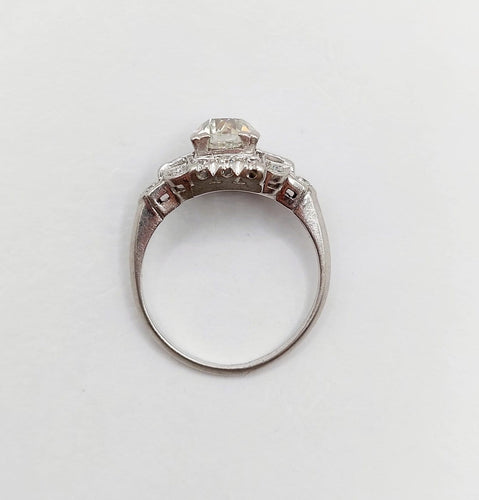 Bague 53 Bague tank Art déco en platine, diamant taille ancienne de 1,20 ct (vers 1930) 58 Facettes A08051
