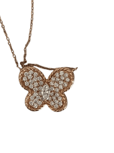 Collier Collier papillon en or rose et or jaune 18k avec diamants 58 Facettes LOT 7887