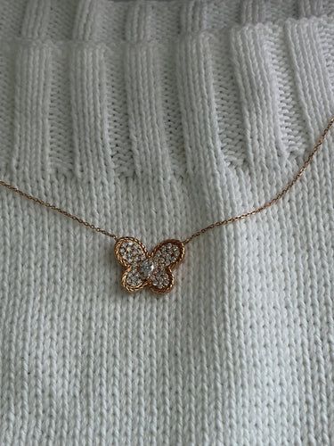 Collier Collier papillon en or rose et or jaune 18k avec diamants 58 Facettes LOT 7887