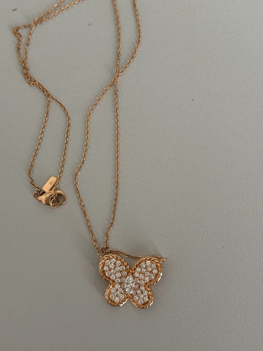 Collier Collier papillon en or rose et or jaune 18k avec diamants 58 Facettes LOT 7887