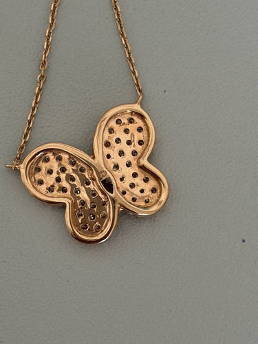 Collier Collier papillon en or rose et or jaune 18k avec diamants 58 Facettes LOT 7887