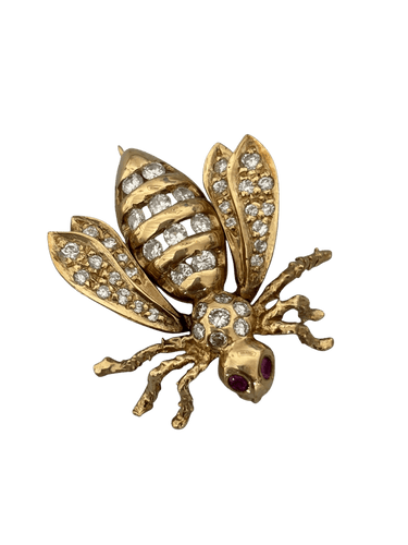 Broche Broche abeille en or jaune 18k, diamants et rubis 58 Facettes LOT 7886