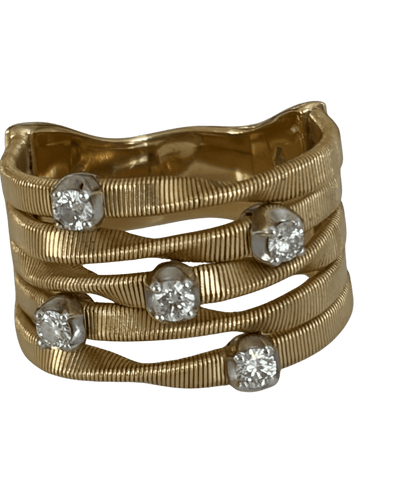 Bague 52.5 Marco Bicego - Bague bandeau en or jaune et gris 18k, diamants 58 Facettes LOT 7843