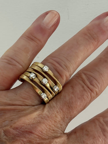 Bague 52.5 Marco Bicego - Bague bandeau en or jaune et gris 18k, diamants 58 Facettes LOT 7843
