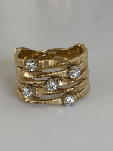 Bague 52.5 Marco Bicego - Bague bandeau en or jaune et gris 18k, diamants 58 Facettes LOT 7843