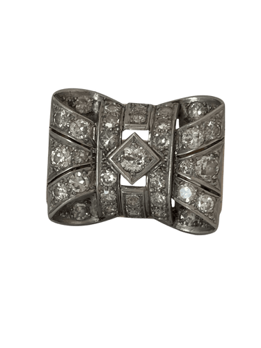 Bague 55 Bague Tank en or jaune 18k et platine, diamants taille ancienne 58 Facettes LOT 7872