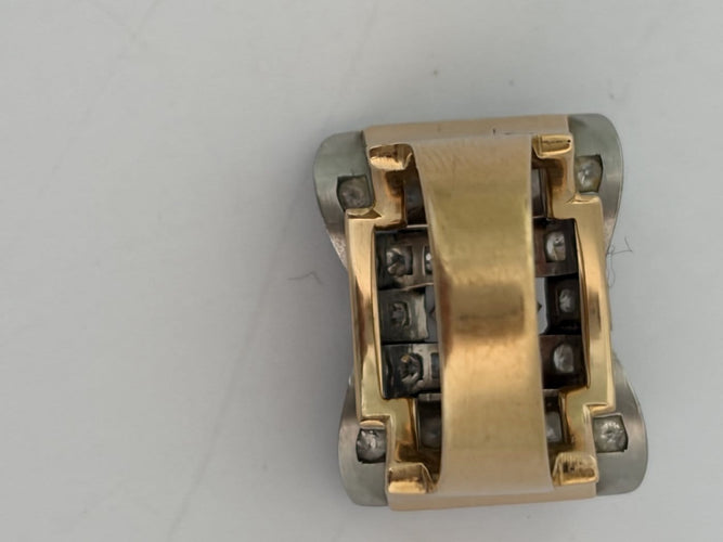 Bague 55 Bague Tank en or jaune 18k et platine, diamants taille ancienne 58 Facettes LOT 7872