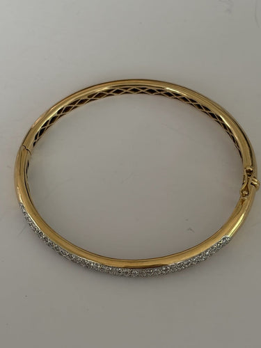 Bracelet Bracelet jonc articulé en or jaune 18k, pavé de diamants 58 Facettes LOT 7871