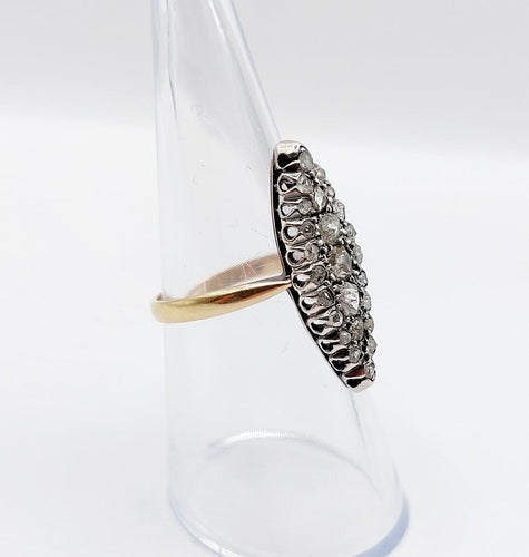 Bague 53.5 Bague marquise victorienne en or 18k et argent, diamants taille rose, vers 1900 58 Facettes A08052